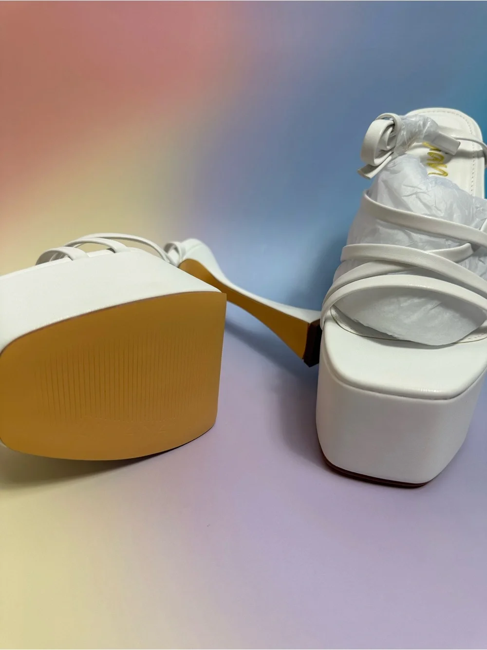 Liliana White Strappy Platform Sandals
